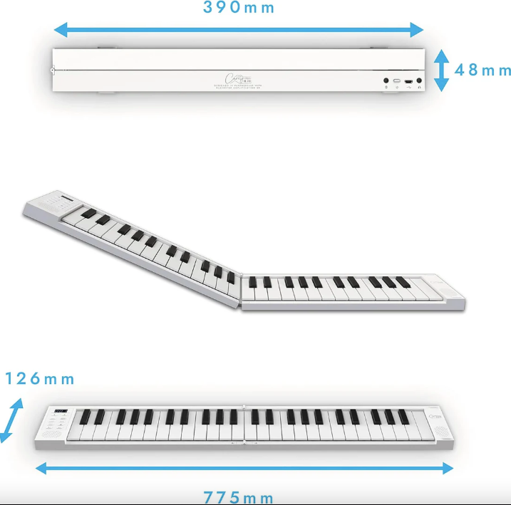 Clavier numérique 49 touches blanc pliable